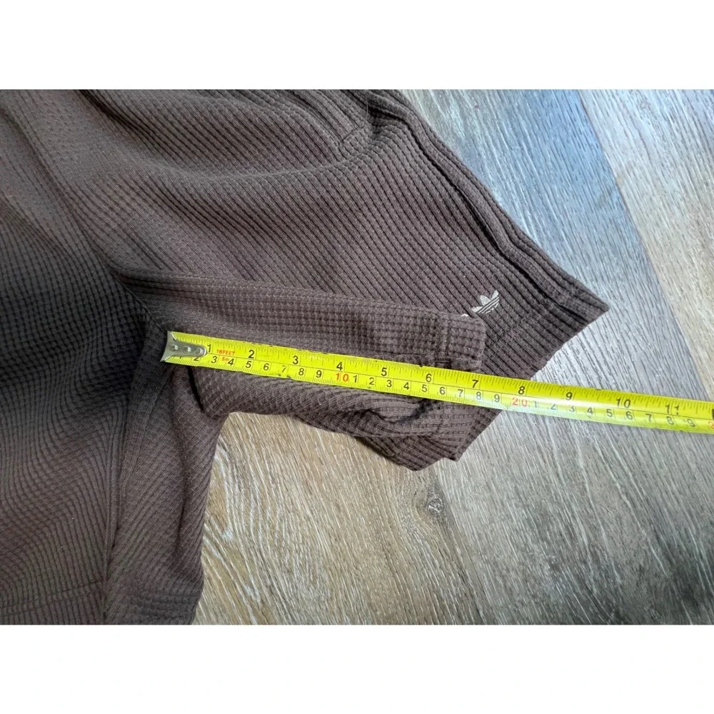 Adidas Waffle Knit Shorts Mens Small Brown Trefoil Logo Lounge Athleisure